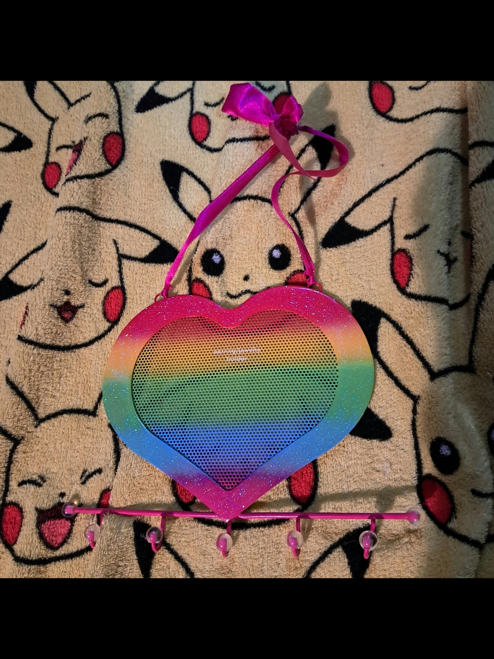 Claire's Rainbow Glitter Heart Jewelry Holder
